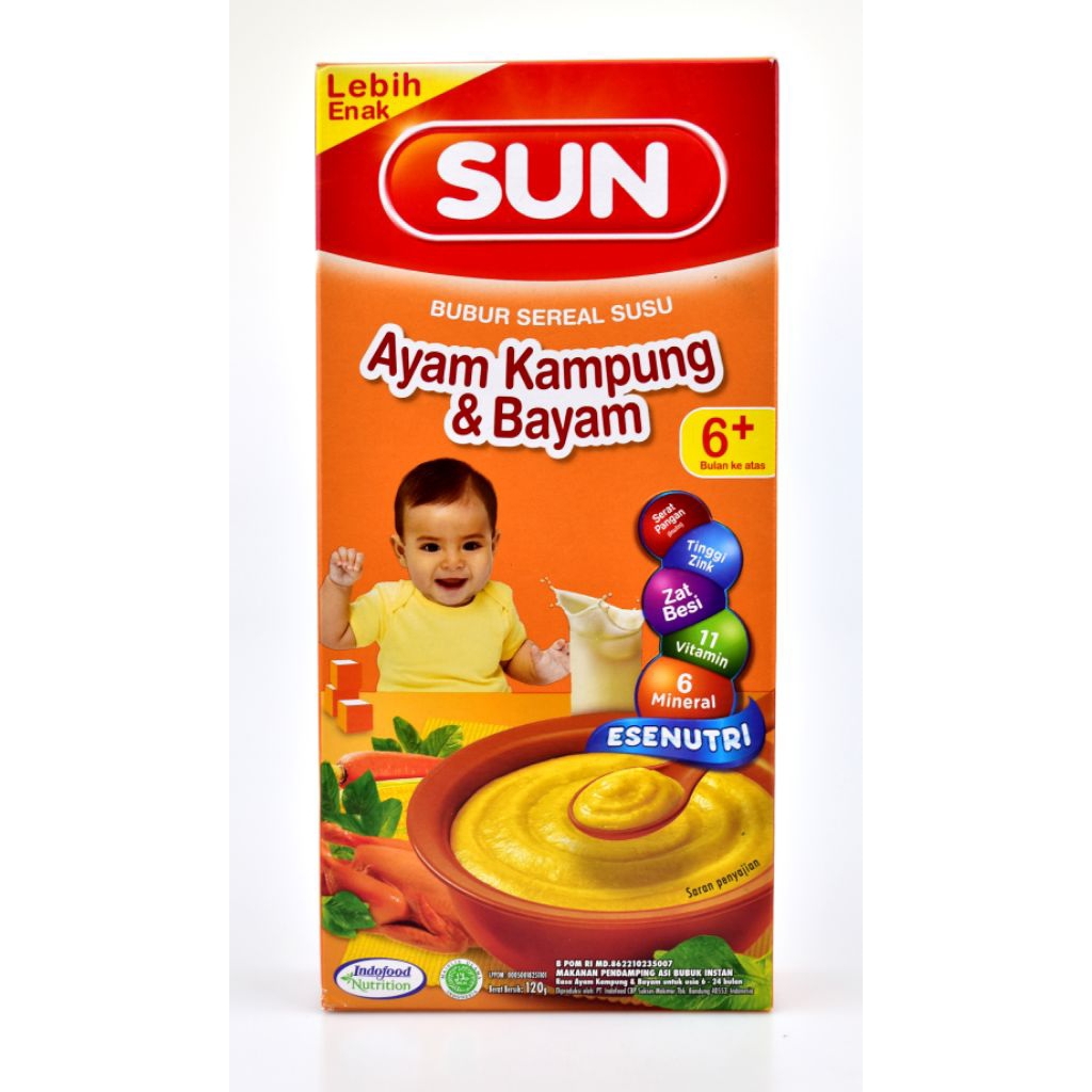 Sun 6+ Bulan Bubur Bayi Ayam Kampung & Bayam Box 120 gram