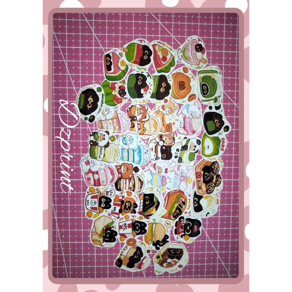 STIKER✨cute bread✨cute cake✨food✨isi 55 pcs || stiker glossy waterproof || realpict || warna pekat
