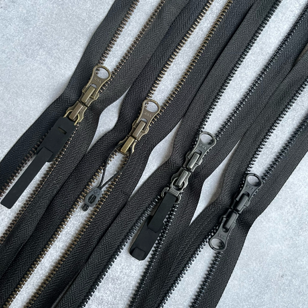 (1 Pcs) Resleting Jacket Dua Kepala Besi YKK No 5 Panjang 55 - 71 CM Warna Hitam | Double Zipper Met
