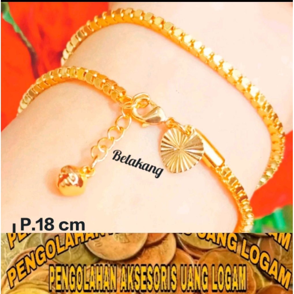 Gelang Tangan Milano Gold 24K Terbuat Dari Koin Asli Lapis Emas Anti Karat