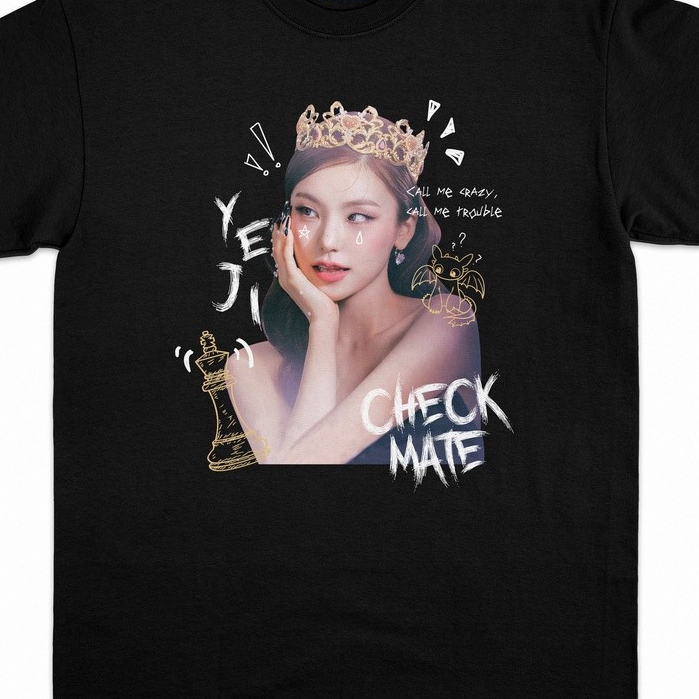 SHINZO - Tshirt Yeji - Kaos Hwang Yeji - Baju Kpop Streetwear - Tshirt Itzy Checkmate - Kaos MIdzy