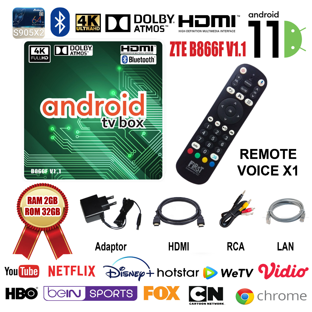 STB ANDROID TV BOX RAM 2/32GB OS 14