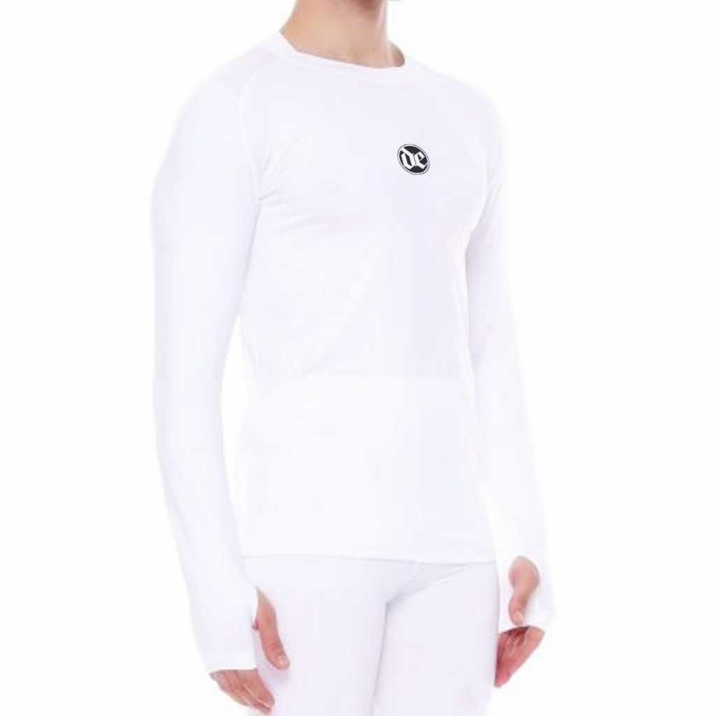 Baju Manset Baselayer Panjang Pria Olahraga Futsal Running Putih Kaos Manset Sport