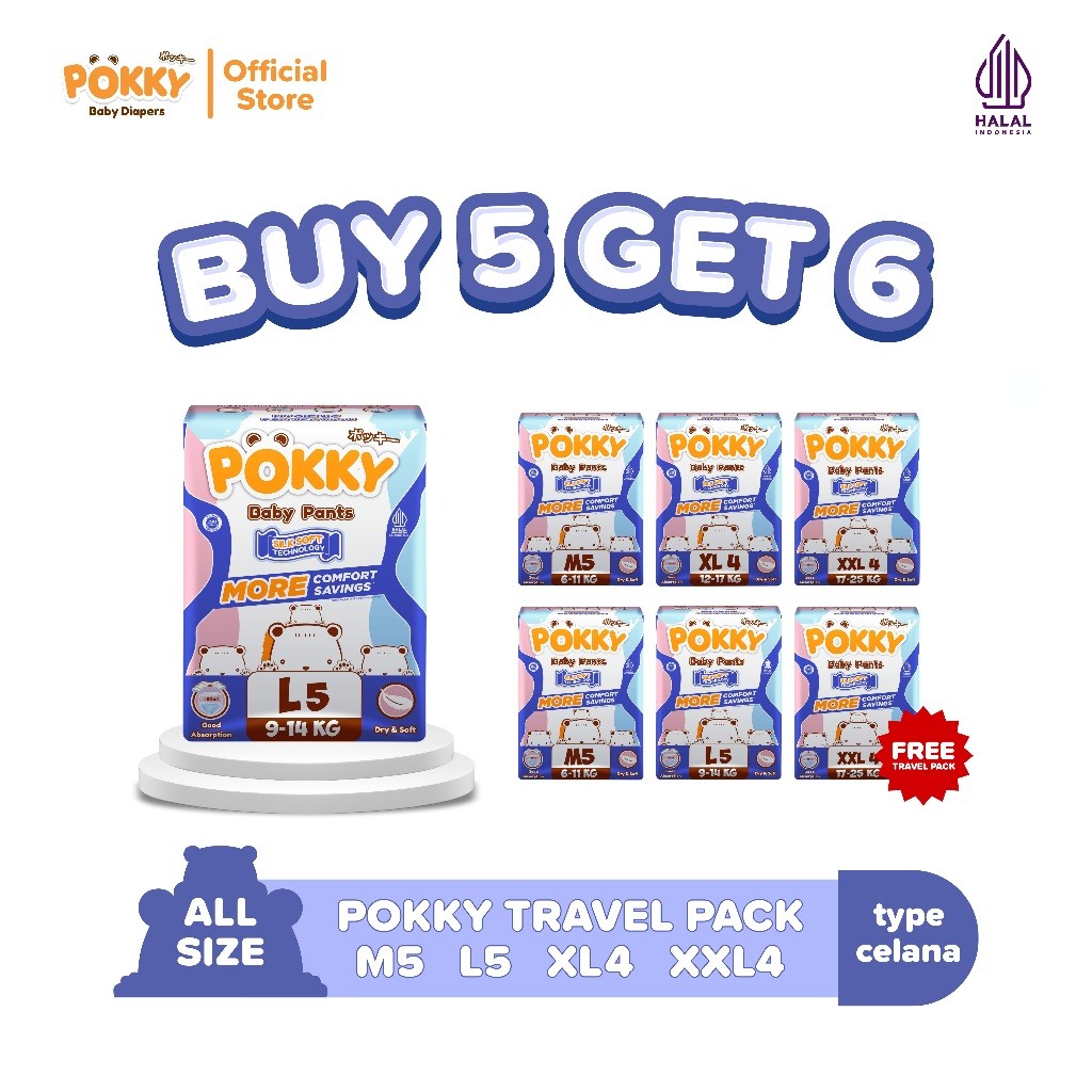 POKKY PANTS TRAVEL PACK [BUY 5 GET 6] M5/L5/XL4/XXL4