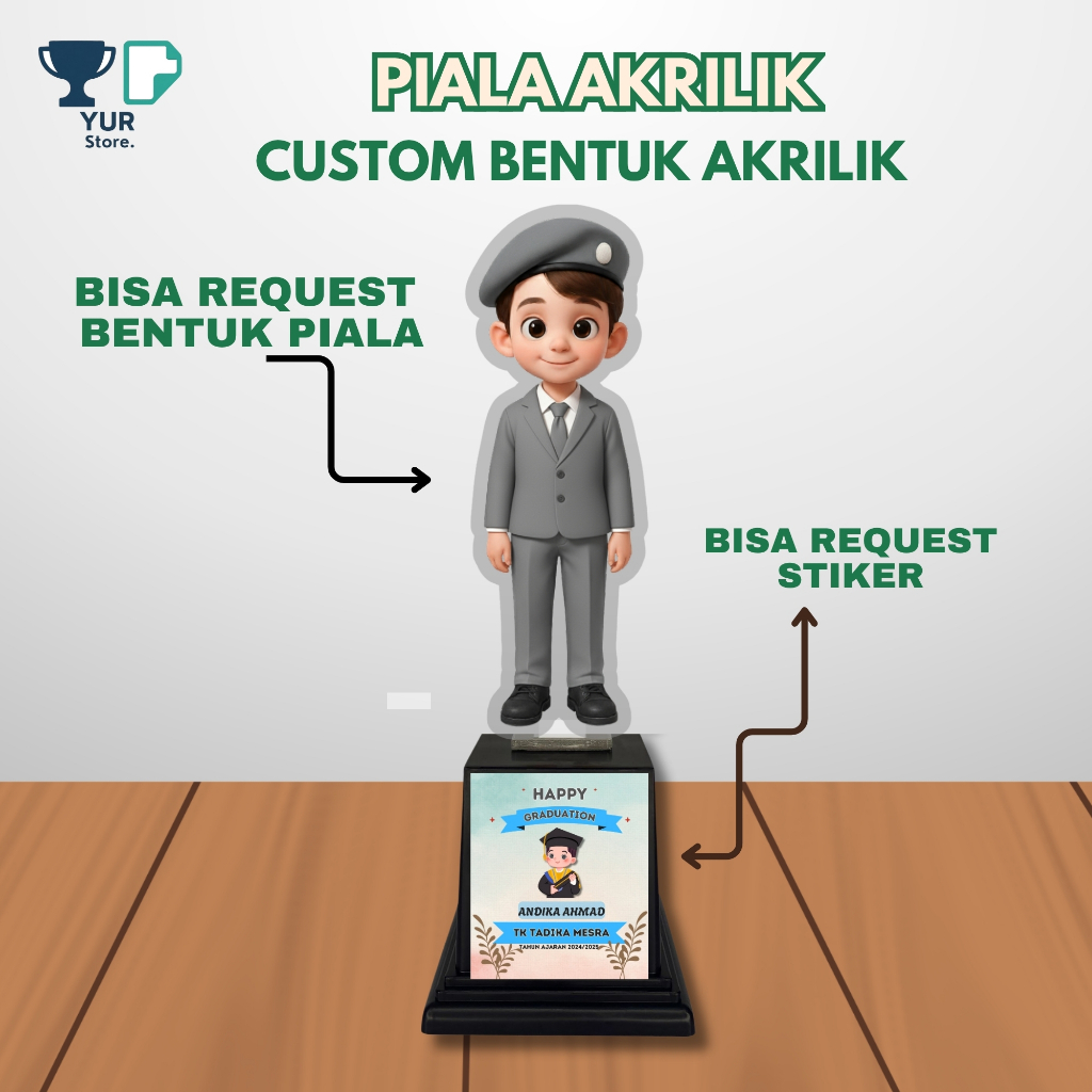 Piala Akrilik Custom Bentuk Plus Tatakan Trofi Custom