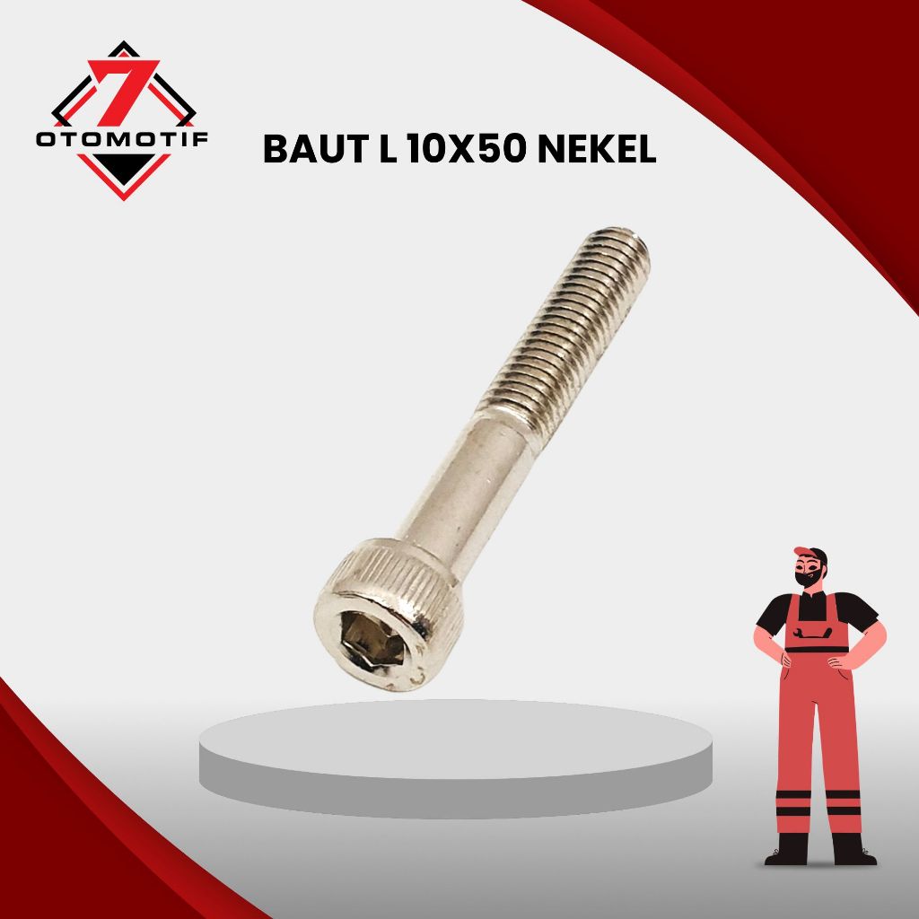 Baut L M10x50 Kunci L8 Drat 14 Halus 10x50 M10 10mm Nekel