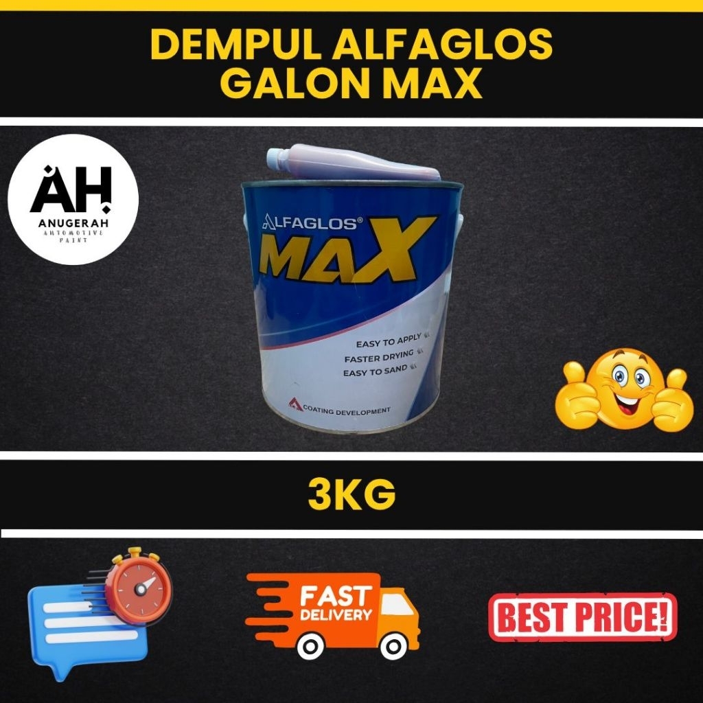 Dempul Alfaglos Max 3KG + Obat