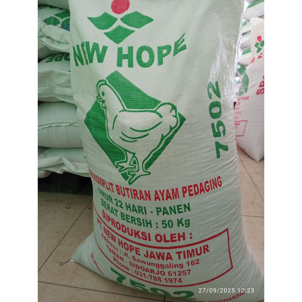 Pakan ayam Grower NEW HOPE 7502 kemasan 50kg