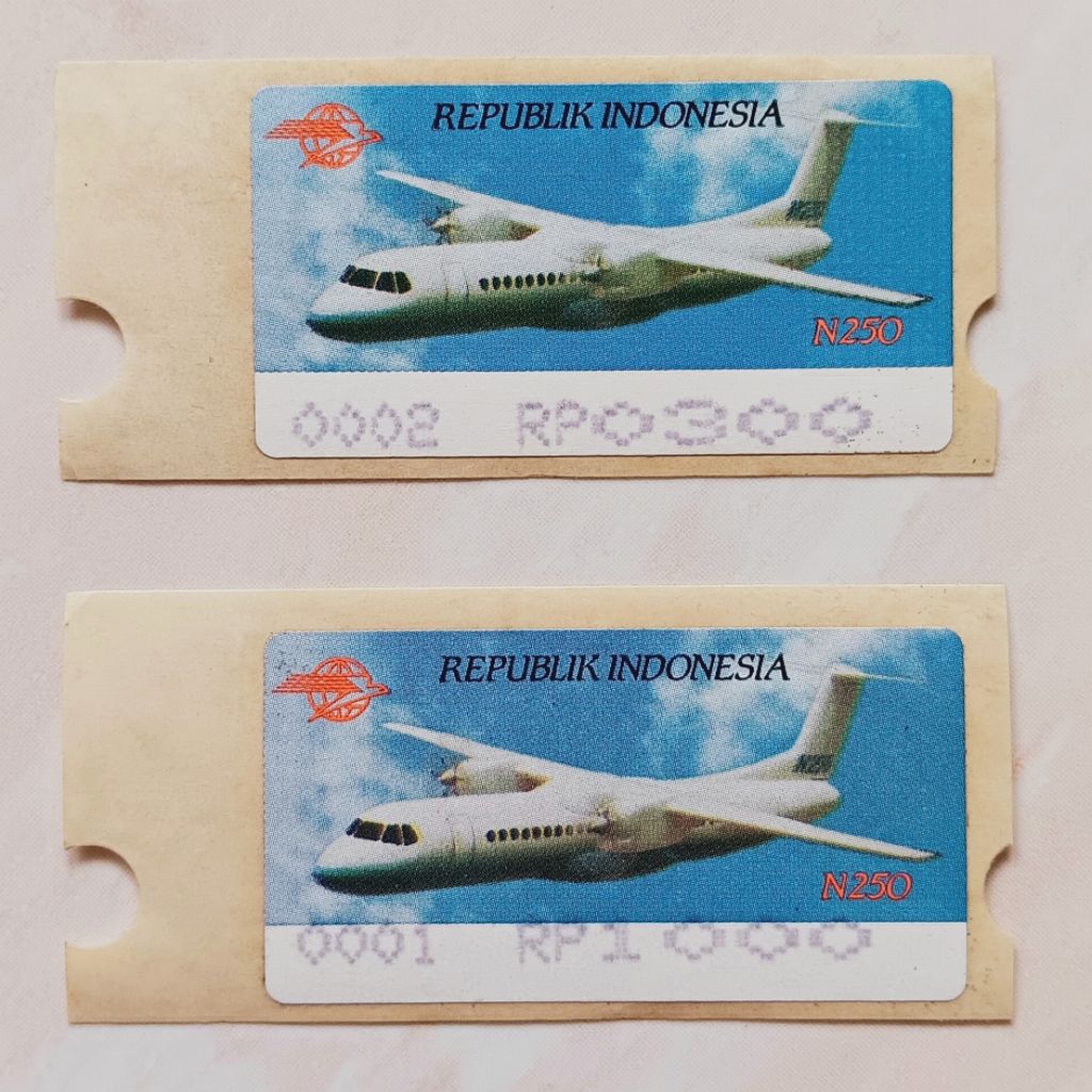 (AB) Perangko Label Indonesia 1996 Pesawat N 250 Set 2 pcs Mint