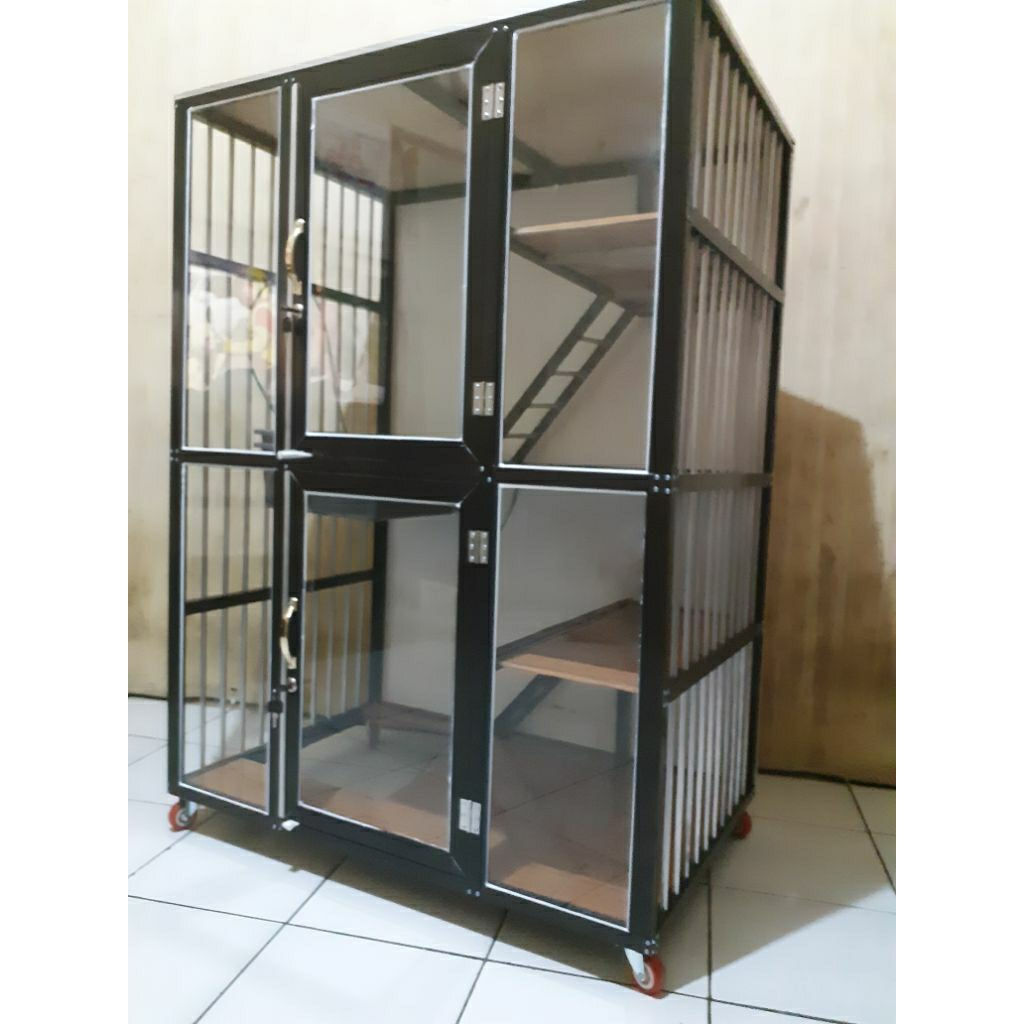 kandang kucing alumunium 2 tingkat