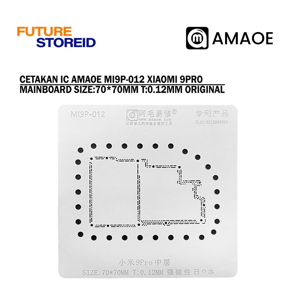 CETAKAN IC AMAOE MI9P-012 XIAOMI 9PRO MAINBOARD SIZE:70*70MM T:0.12MM ORIGINAL - Cetakan IC Mainboar
