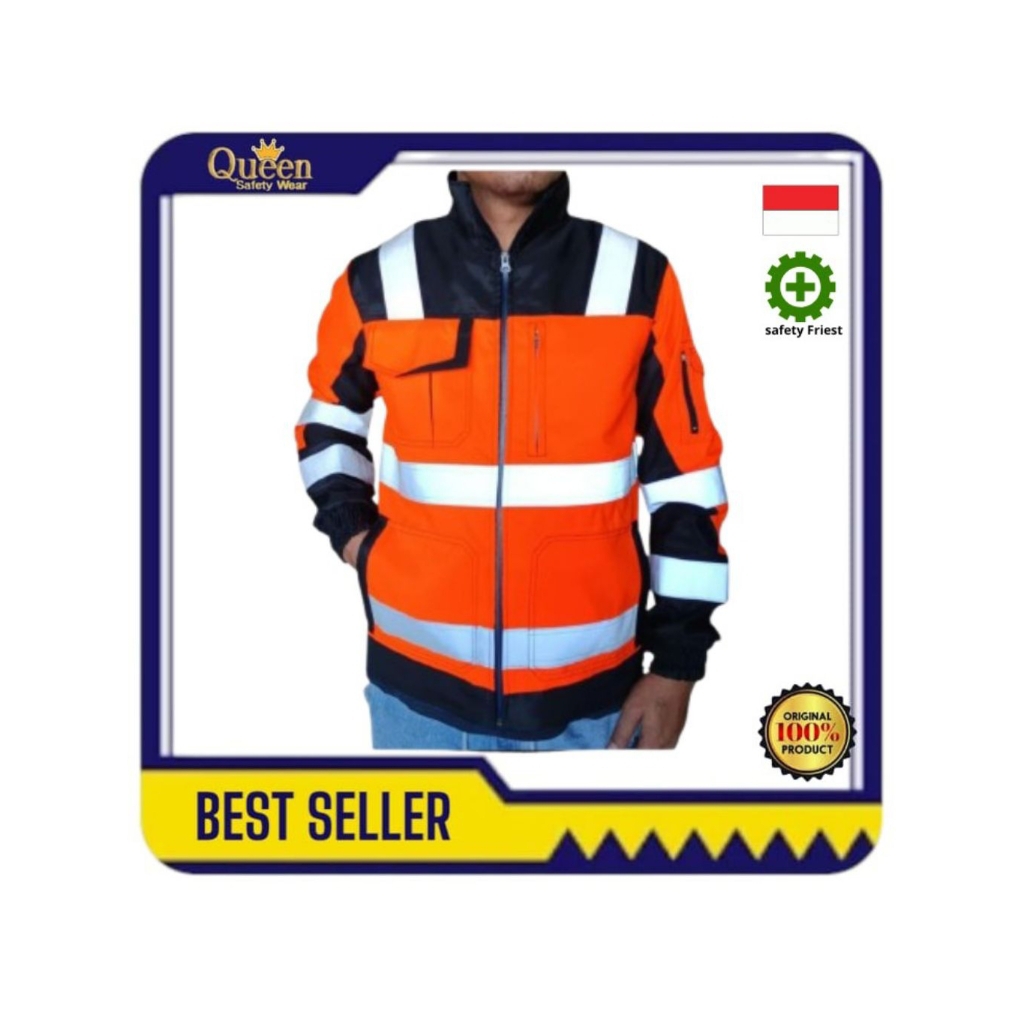 CUSTOM JACKET SAFETY BAHAN TASLAN WATERPROOF SCHOTLITE 3M - JACKET SAFETY