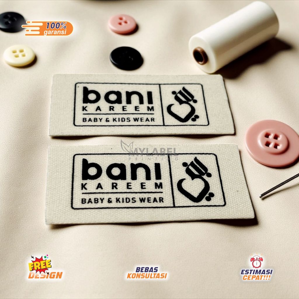 100 PCS label katun import / piterban lembut / label baju / label hijab / katun halus/label custom