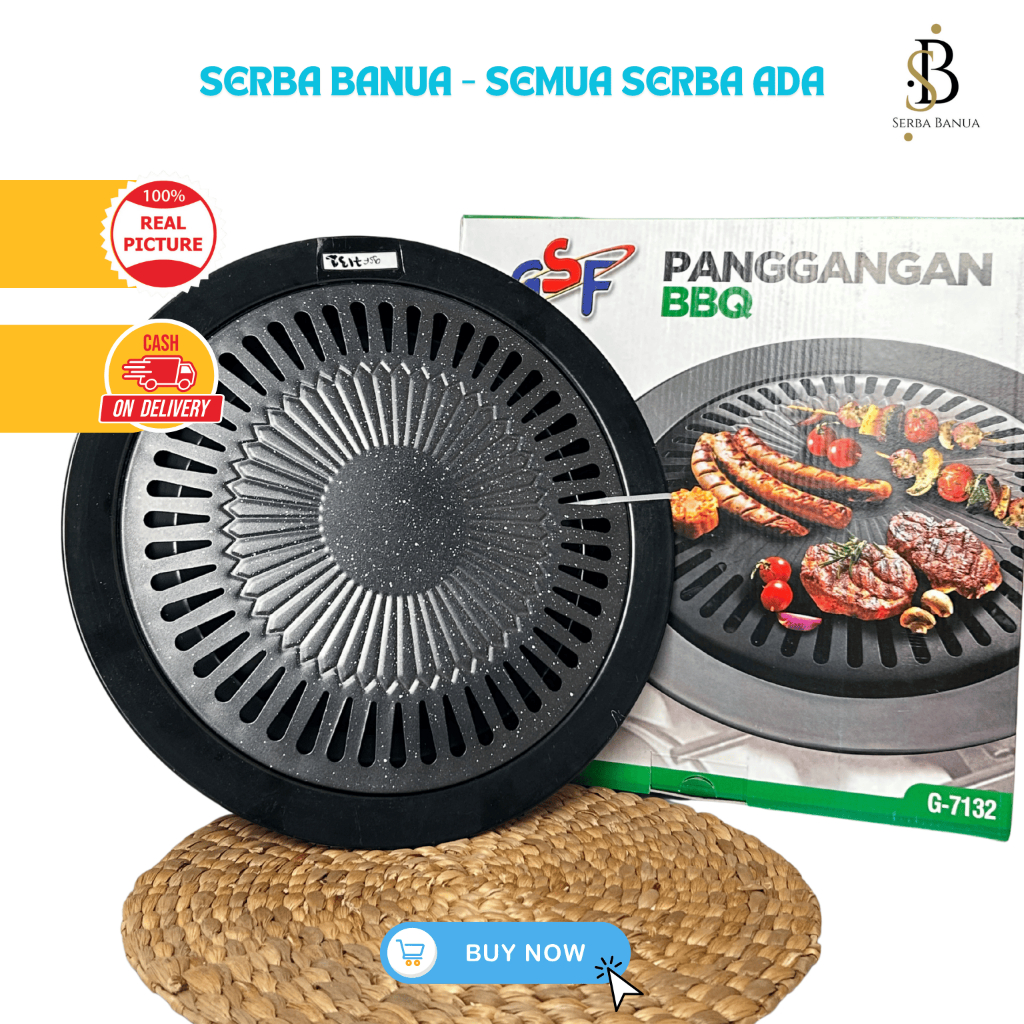 Grill Pan Panggangan Bulat Barberque BBQ Grill Plate Portable Merk GSF 7132