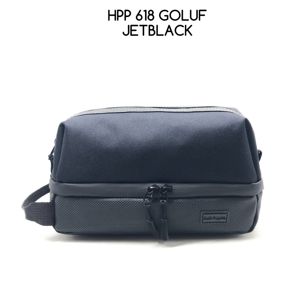 Handbag Clutch Pria Cowok Wanita Cewek Unisex HUSH PUPPIES 618-1 GOLUF BLACK HITAM Canvas Waterproof