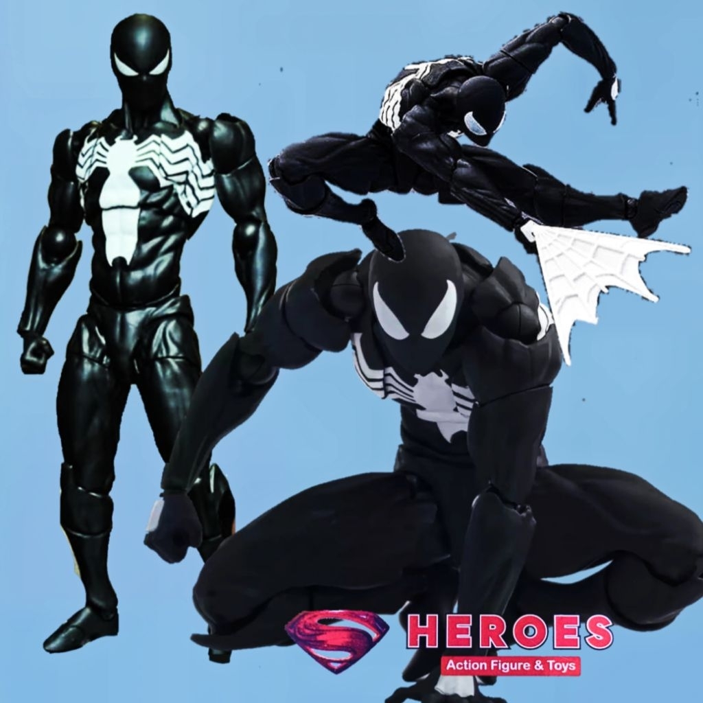 Action Figure Shf Spiderman Black Suit Symbiote PVC Figure Mainan