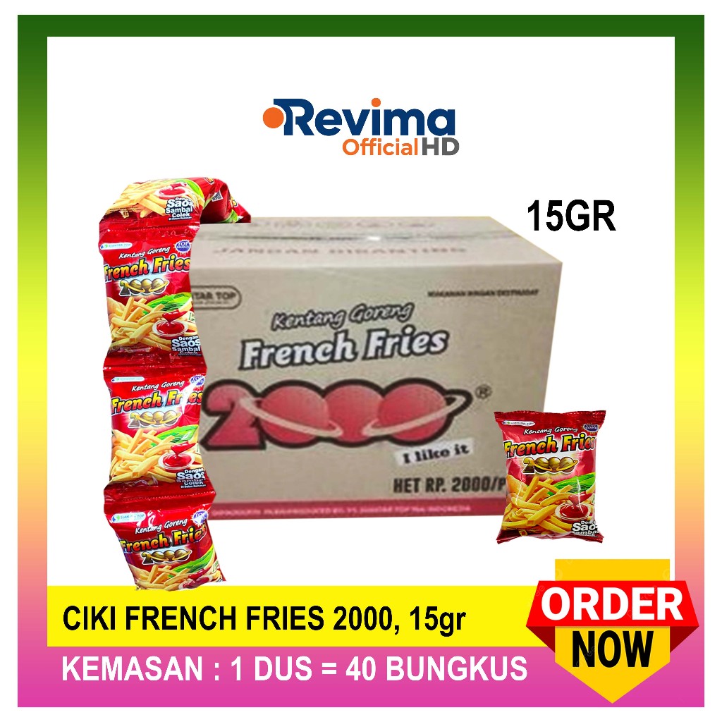 Snack Ciki kentang Goreng FRENCH FRIES 2000 15gr Kemasan 1 Dus isi 40 Bks