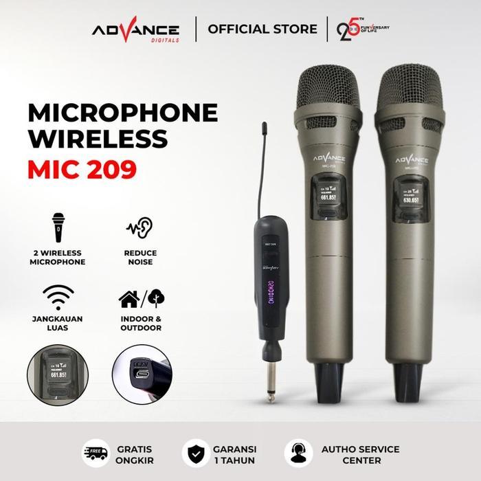 Advance Microphone Mic Double Wireless + Receiver MIC 206/209