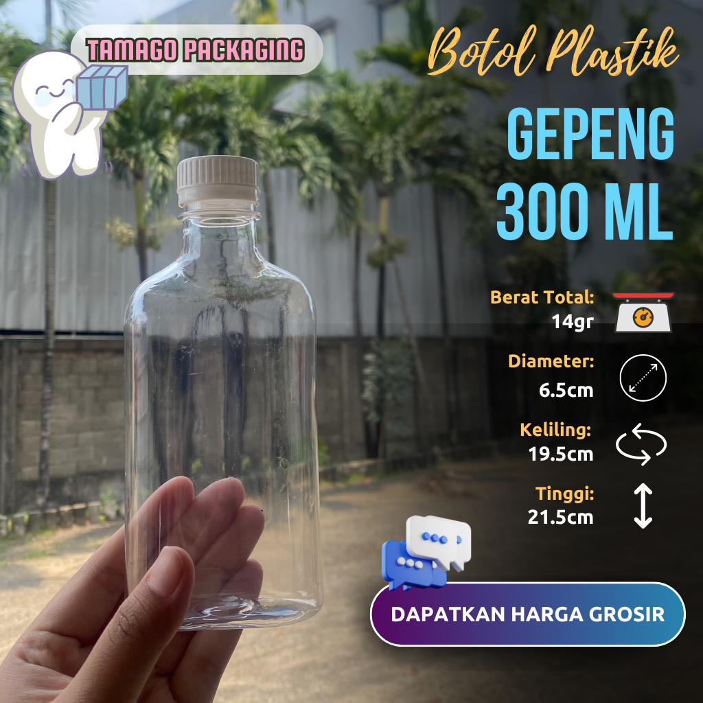 Botol Plastik 300ml Gepeng LN Minuman Kopi Susu Madu Jus PET
