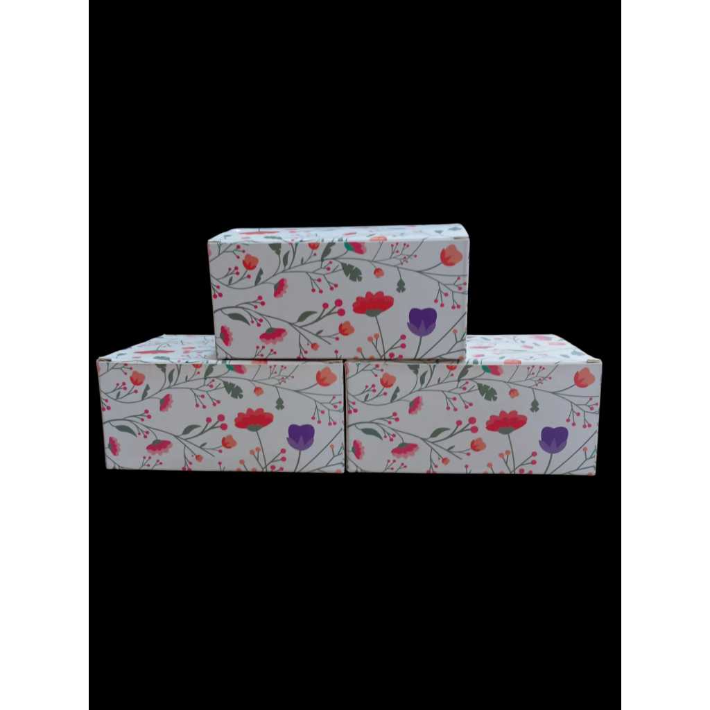 KOTAK BOX KOSONG PUTIH MOTIF BUNGA - BUNGA / KOTAK KEMASAN MEWAH