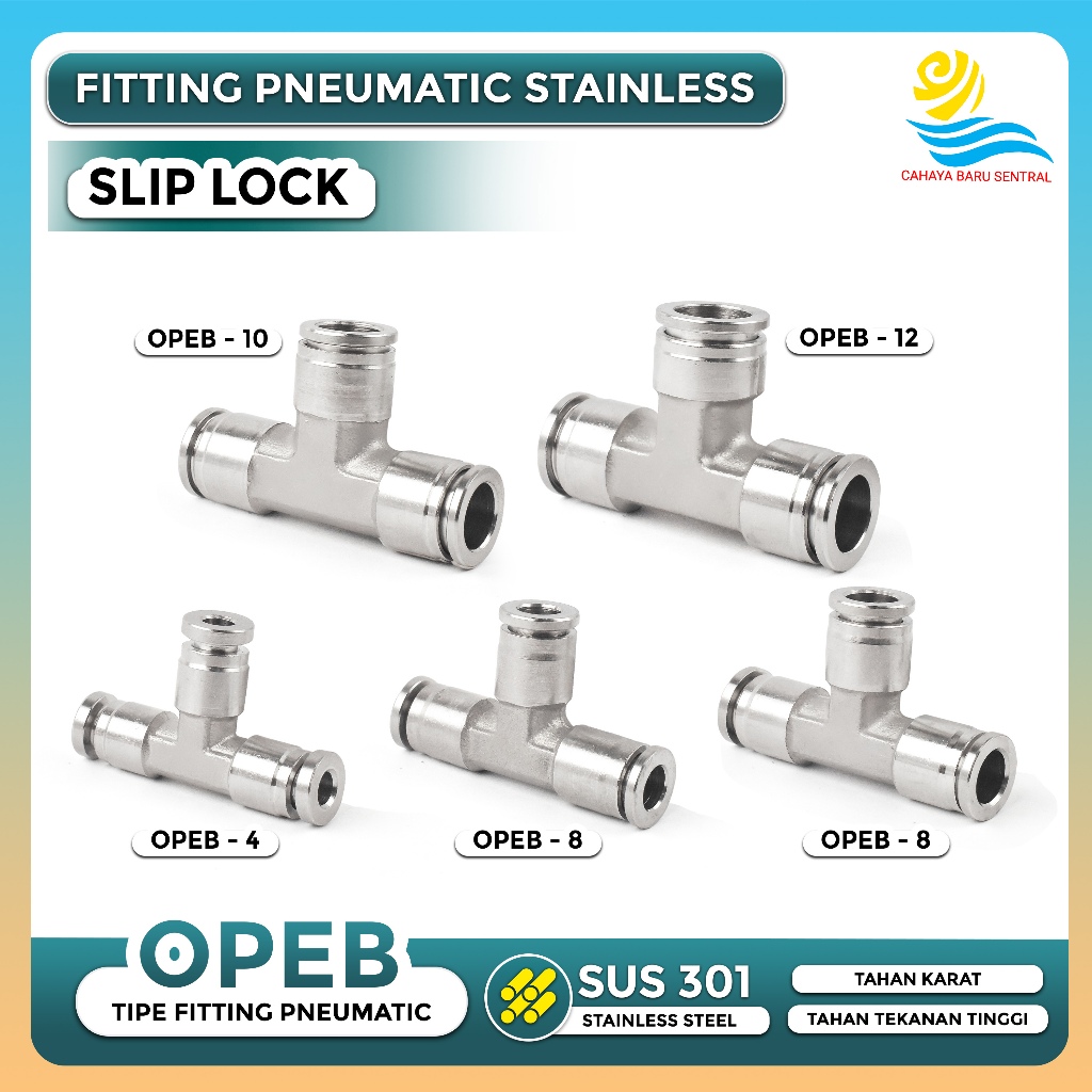 (OPEB) Sambungan Kran Stainless Nepel T Tee Shower Kloset Sok Double Nepel Keni Elbow Tutup Fitting 
