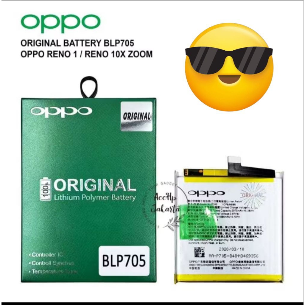 Baterai Battery Batre OPPO Reno 1 / Reno 10X ZooM BLP705 BLP-705 ORIGINAL 100%