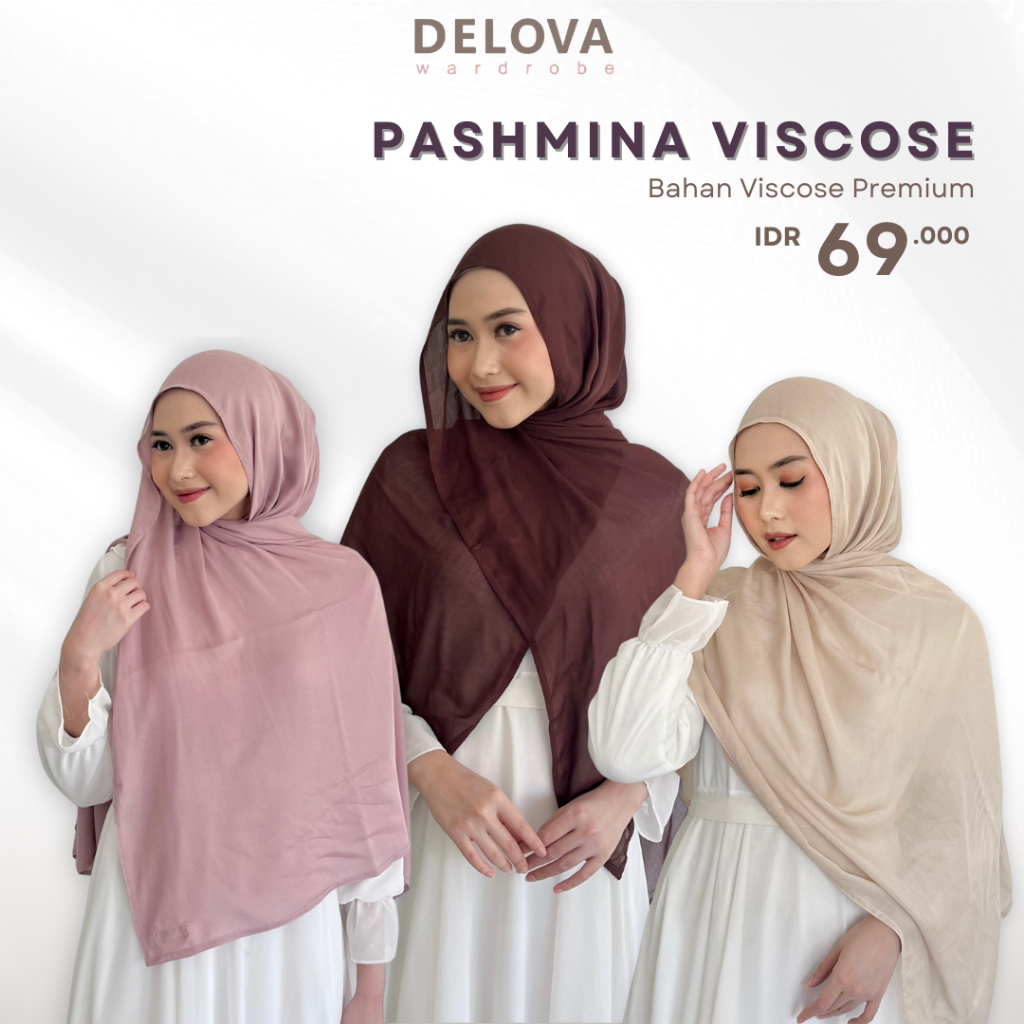 Delova Wardrobe - Hijab PASHMINA VISCOSE MODAL ARABIAN Mleyot Original Best Seller Trend Malaysian Melayu Shimmer Polos Halus Grosir Terbaru Terlaris Rayya