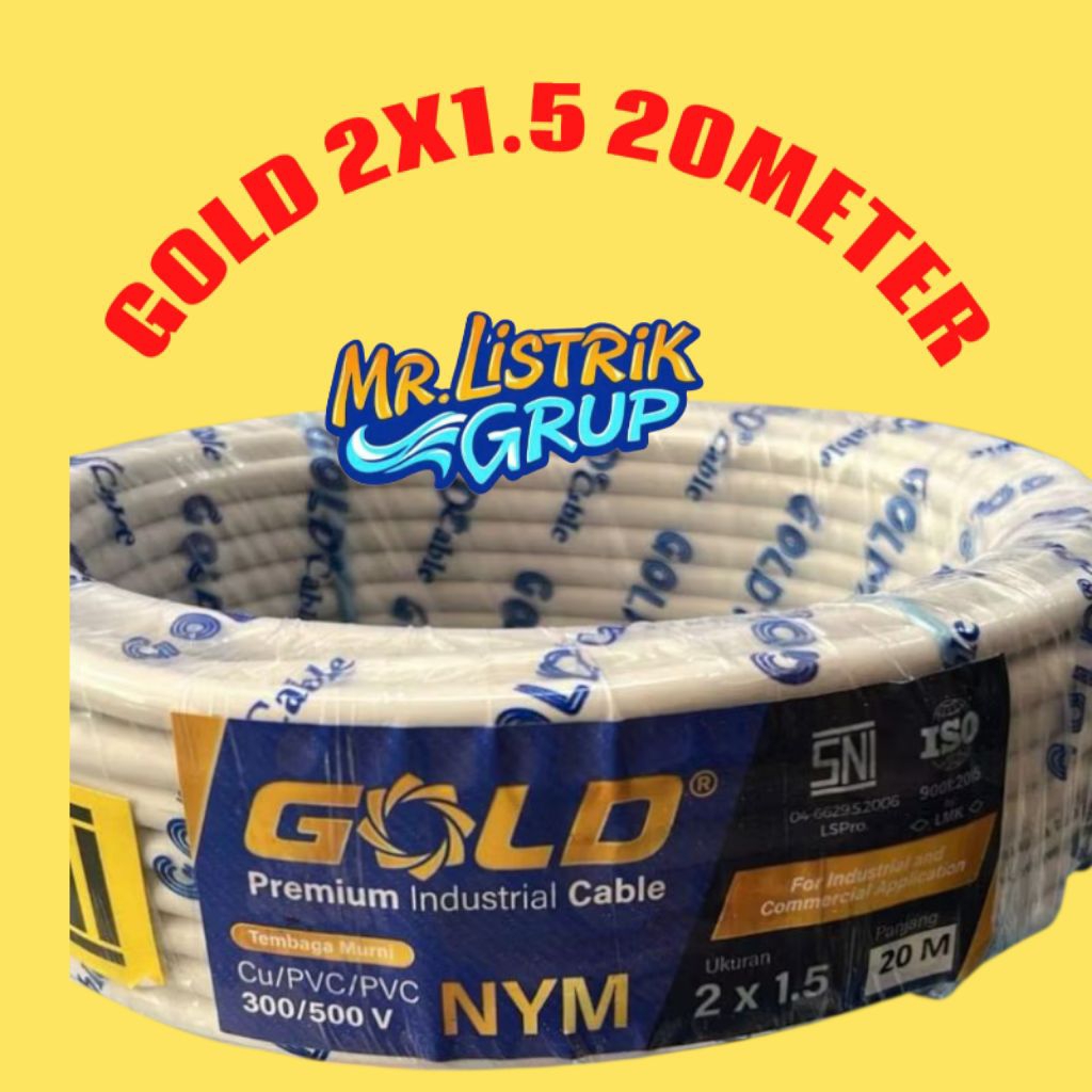 KABEL LISTRIK GOLD NYM 2X1.5 20METER SNI TEMBAGA MURNI