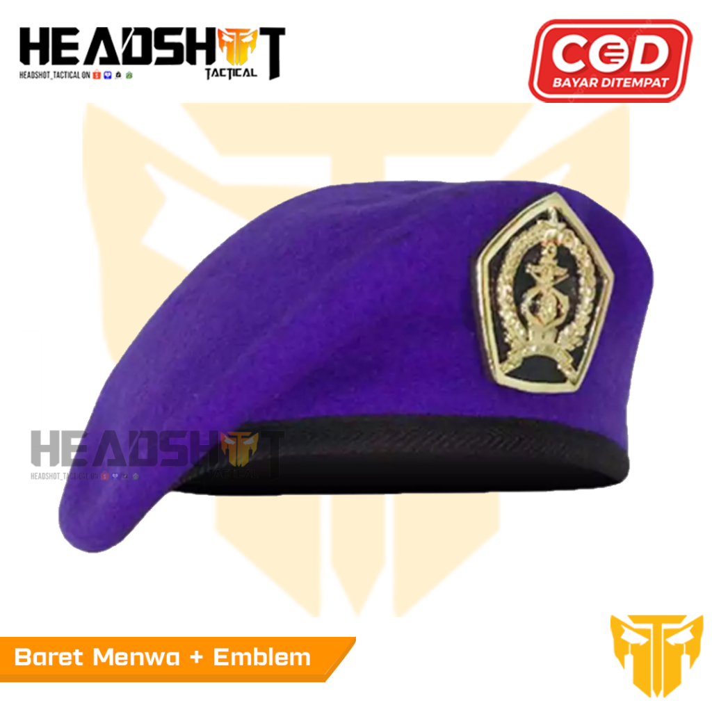 Baret Menwa Plus Emblem - Baret Camel Menwa Set Emblem - Baret Menwa Ungu Set Emblem - Baret Ungu Me