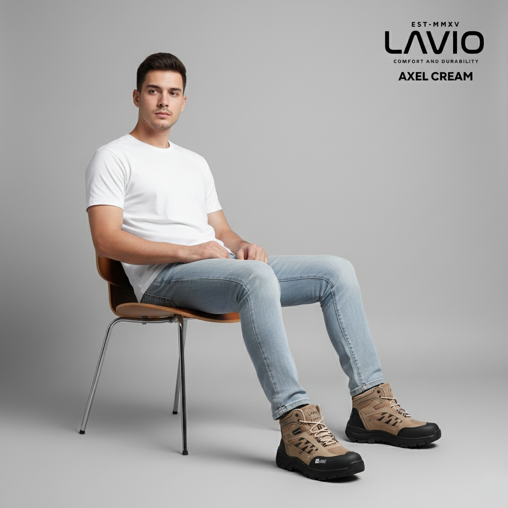 Sepatu Safety Sport Lavio Axel Safety Shoes Outdoor Hiking Gunung Ujung Besi Pria Original