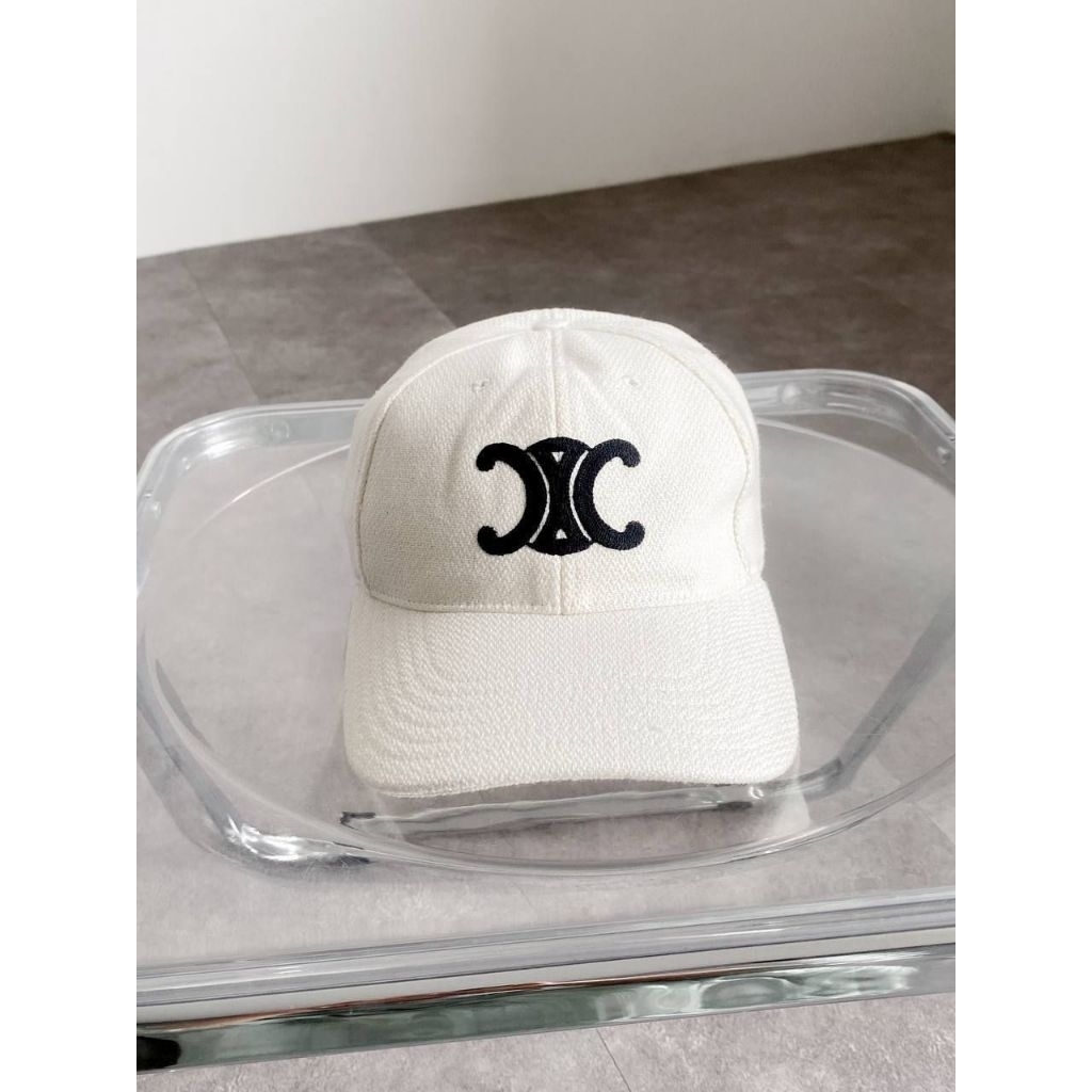 Celine Triomphe Baseball Cap Wool Off White