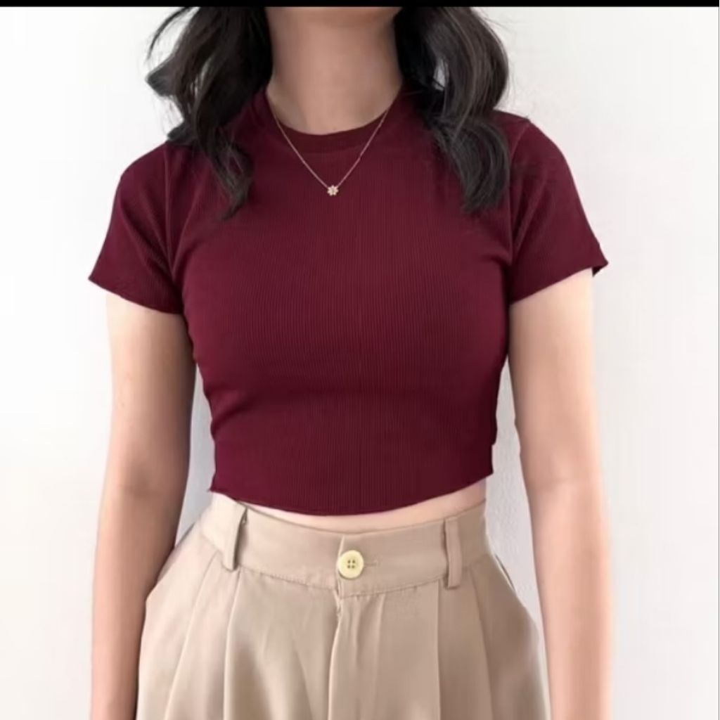 Basic Crop Knit Rib Crop Top