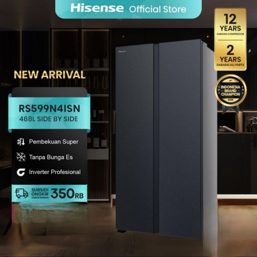 HISENSE KULKAS SIDE BY SIDE 468L RS599N4ISN