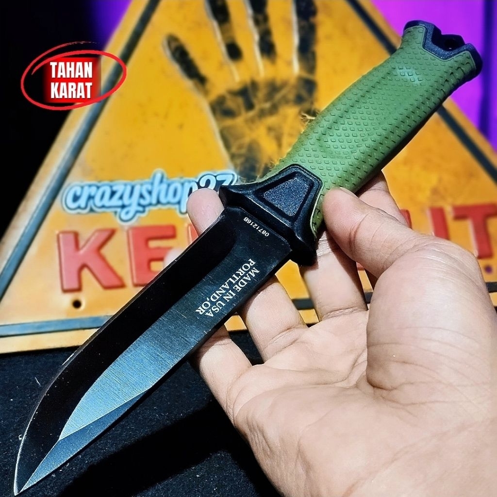 Pisau Outdoor Survival Full Tang Bilah Tajam Baja Karbon Anti Karat " Pisau Survival