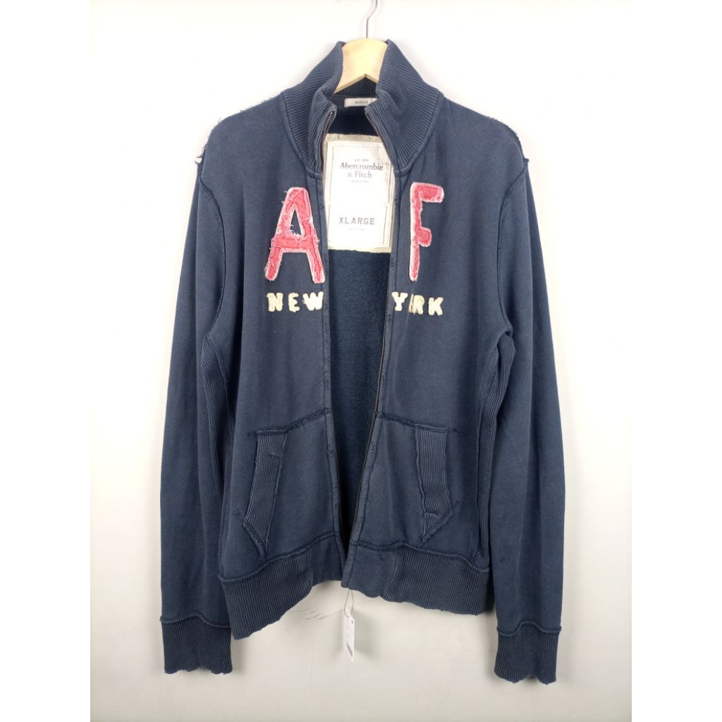 Jaket Tracktop Abercrombie & Fitch Muscle Original_Model Buluk Jahit Luar_Dark Navy_Size L Fit XL