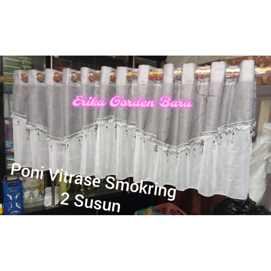 Poni Vitrase Smokring 2 Susun Poni Gorden Atas Pintu Kamar Poni Hordeng Jendela Rumbai Mewah