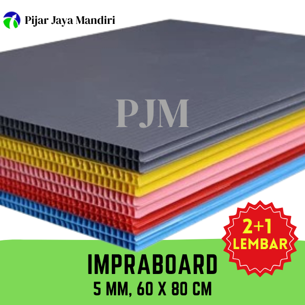 (2+1 LEMBAR) Impraboard 5mm Ukuran 60x80 cm Karton Plastik