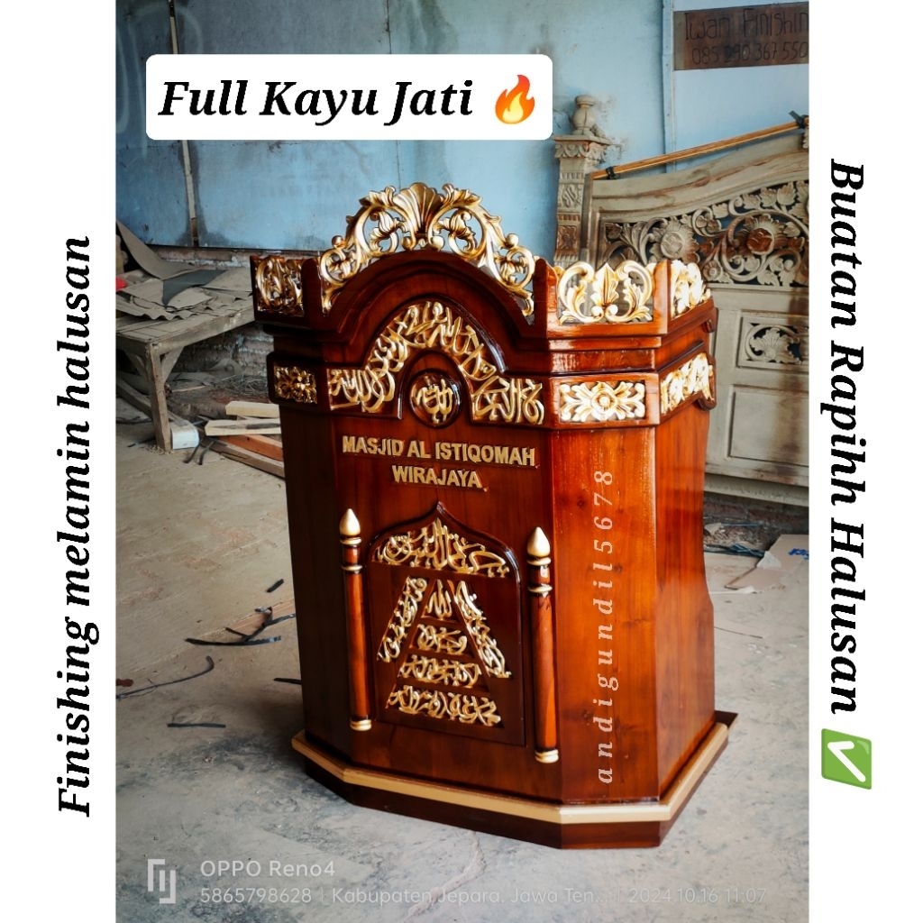 Ready Stok  Mimbar Podium Full Kayu Jati Mimbar Masjid Ukiran Jepara Mimbar Masjid Minimalis Full Ka