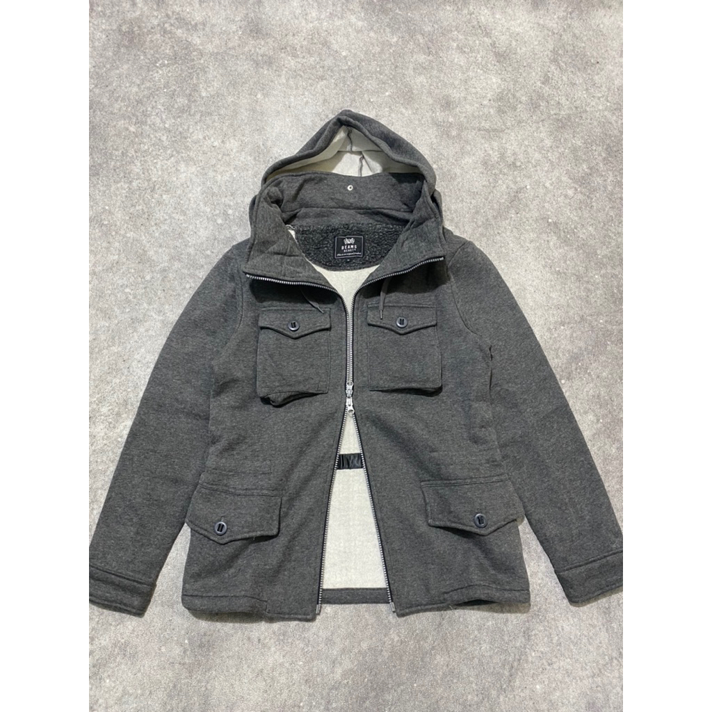 Beams heart multipocket double zip hoodie