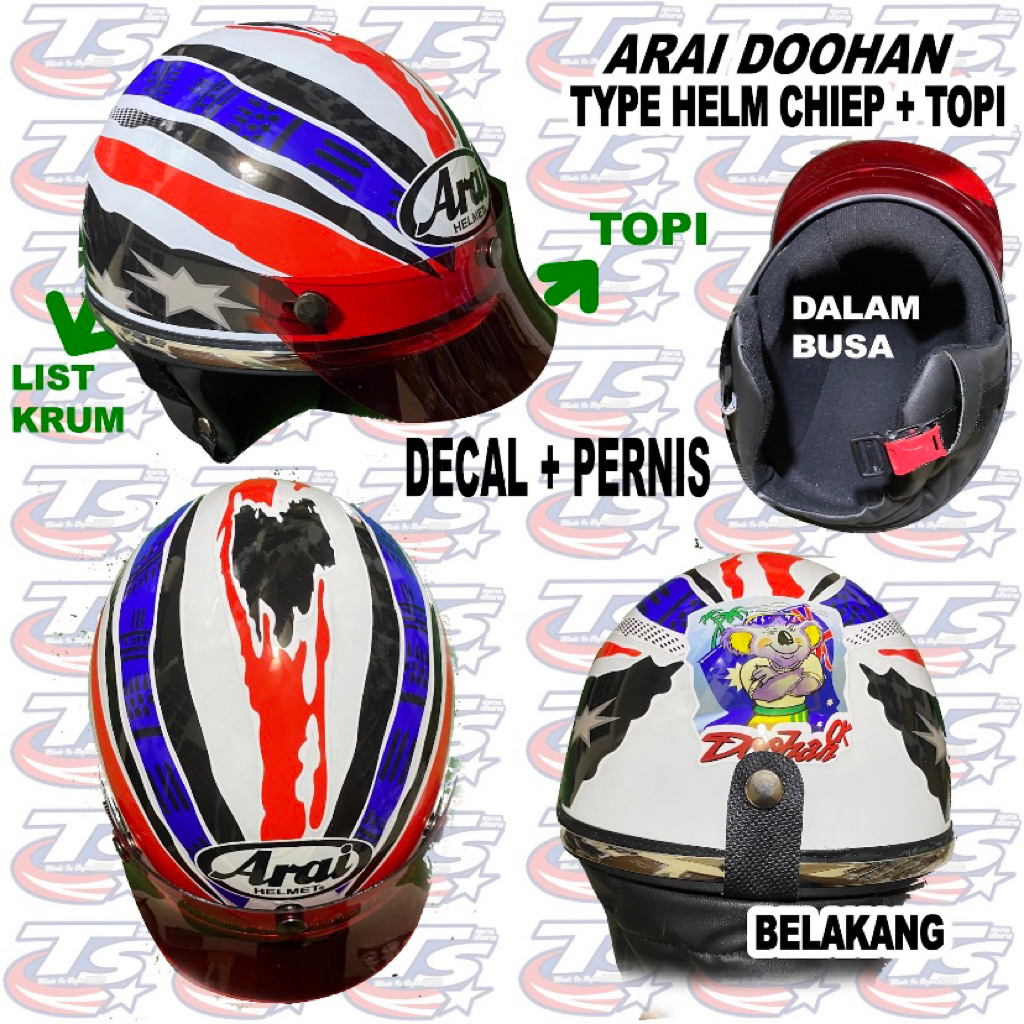helm motif arai helm copy arai motif doohan buat ngonten