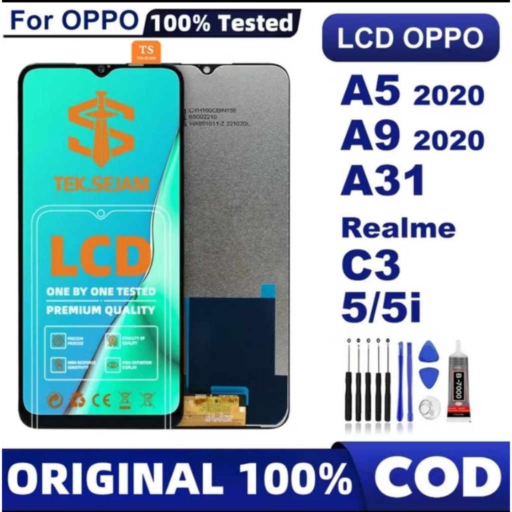 LCD OPPO A9 2020 A5 2020 A 31 A11X LCD REALME C3 REALME 5I 6I C3I ORIGINAL 100% FULL SET