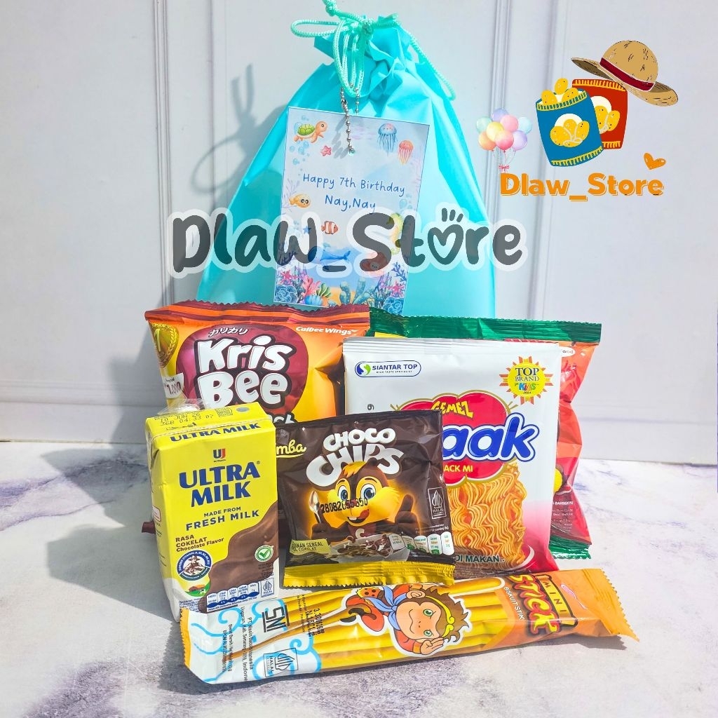Snack Ulang Tahun Anak Hampers Ulang Tahun Kemasan Pouch free card