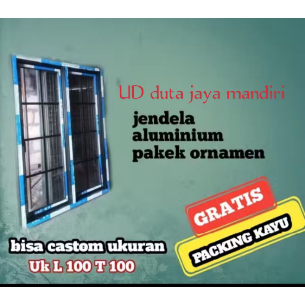 kusen jendela 2 daun langkap bahan alumunium 3inc