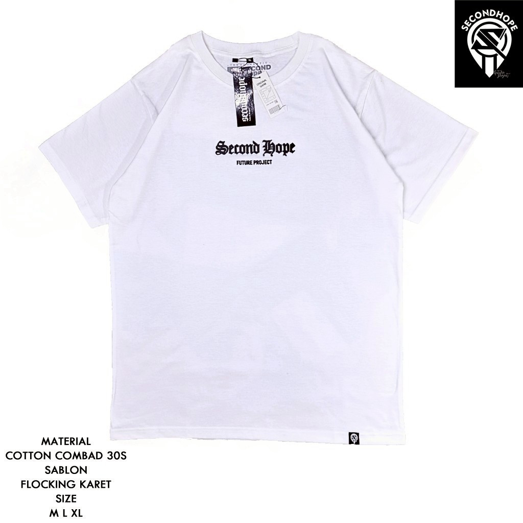 Kaos Distro Second Hope Sablon Flocking || Premium Branded ||  Kaos Original 100% || Kaos Pria Keren