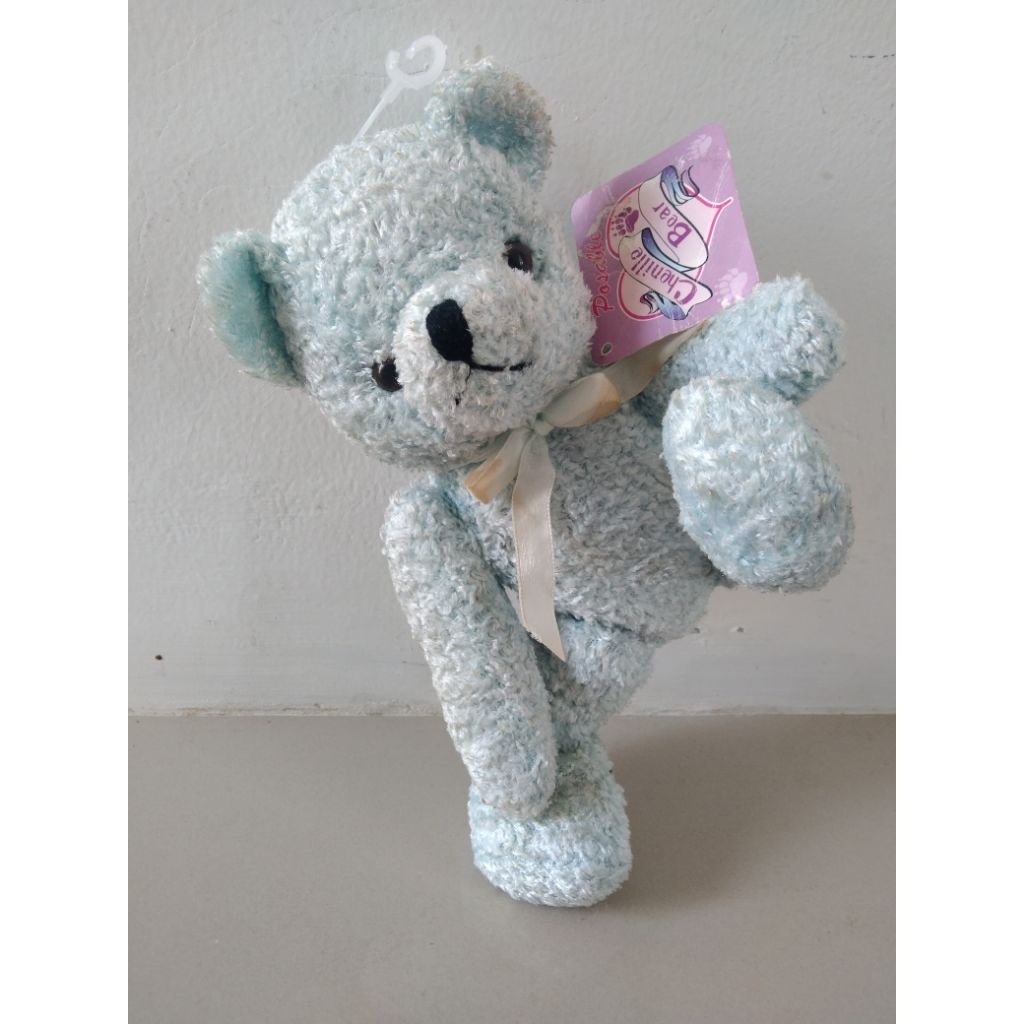 boneka vintage teddy putar light blue