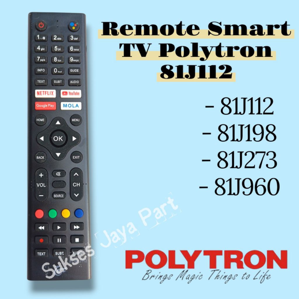 Remote TV Polytron 81J112 81J198 81J273 81J960 Smart TV Android Polytron