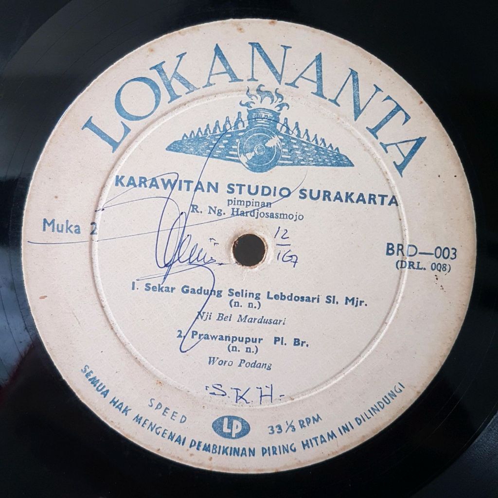 Vinyl Piringan Hitam Lokananta 12 inch Karawitan Studio Surakarta - Budeng Budeng