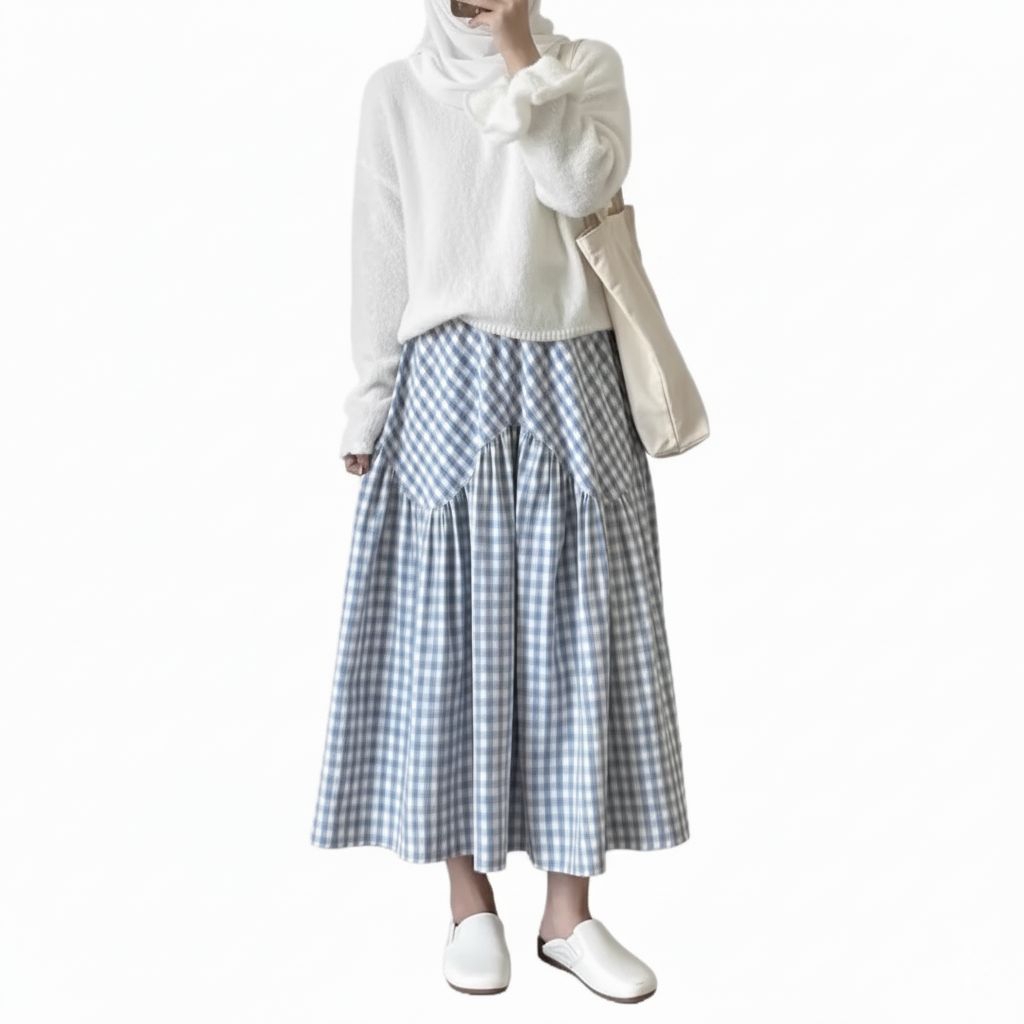 ROK KOREA | ROK KOTAK KOTAK | KOREAN MAXI SKIRT