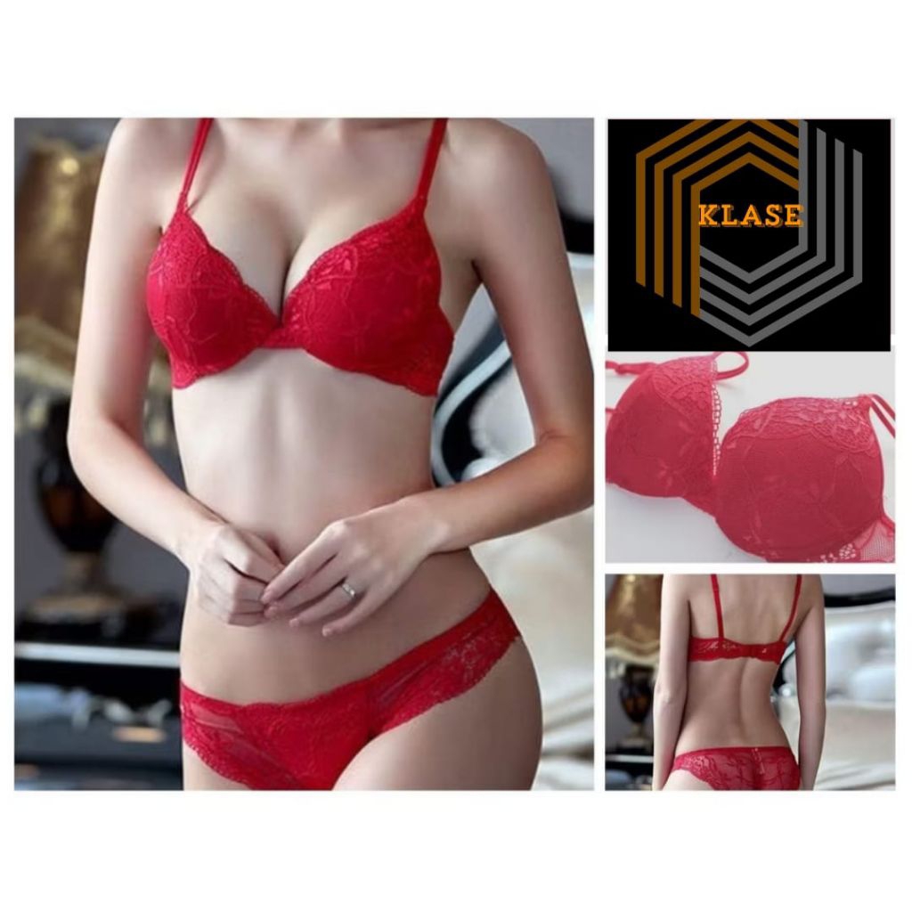 Bra Wanita Bra Push Up Satu Set Sama Cd Motif Renda