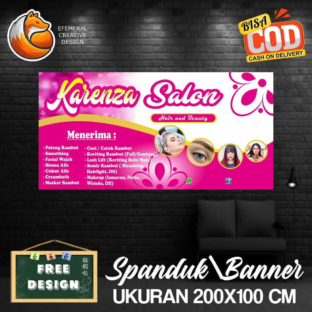SPANDUK BANNER 200X100 CM SALON FREE DESIGN